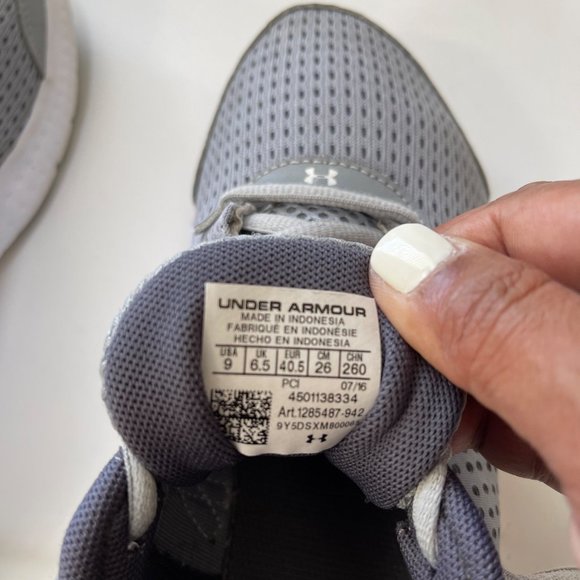UNDER ARMOUR Women's Size 9 Micro G Fuel RN 1285487-942 Running Shoes Gray - Picture 7 of 11